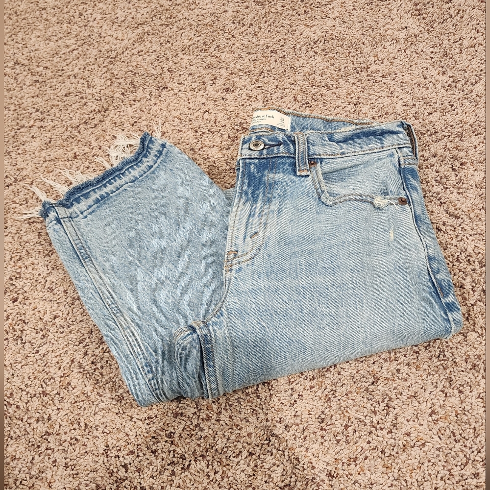 Abercrombie Midrise 90s Straight Frayed Hem 25 Long